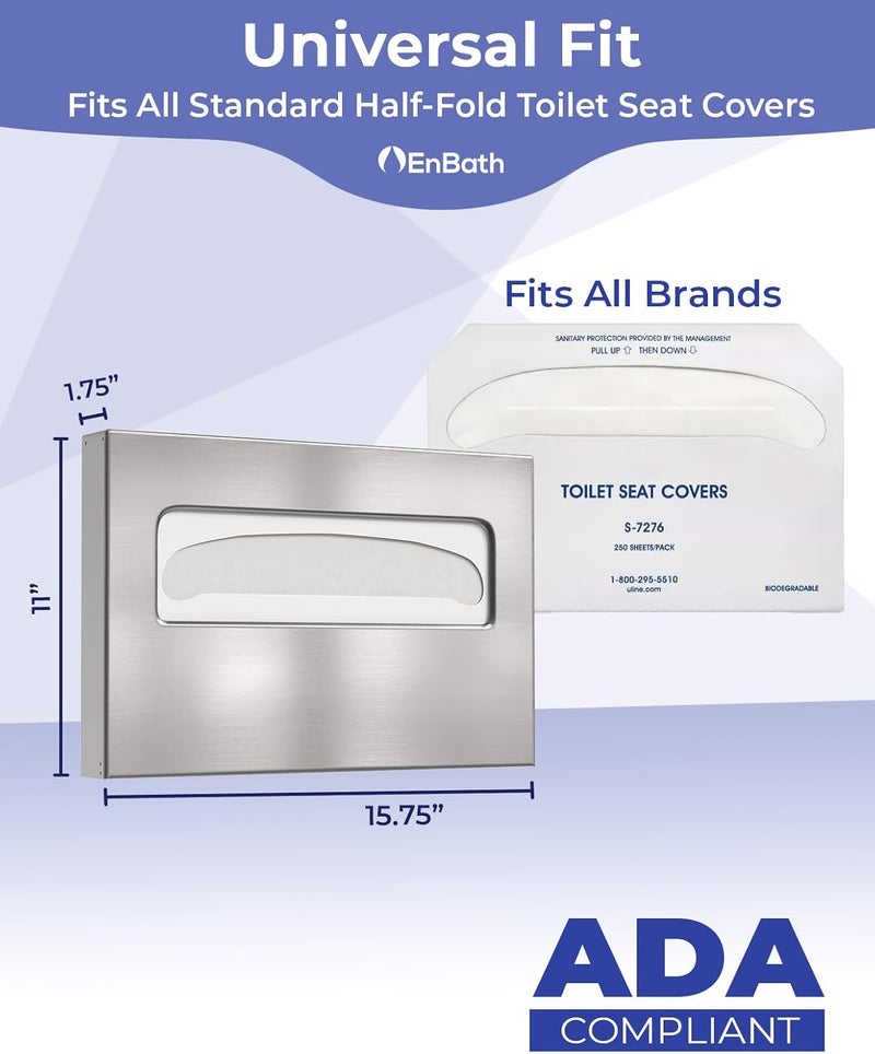 EnBath Toilet Seat Cover Dispenser Wall Mount (2-Pack) - Stainless Steel Commercial Toilet Seat Cover Holder with Enhanced Design for Easy Loading, Secure Fit, and Improved Mounting, by - Image 3